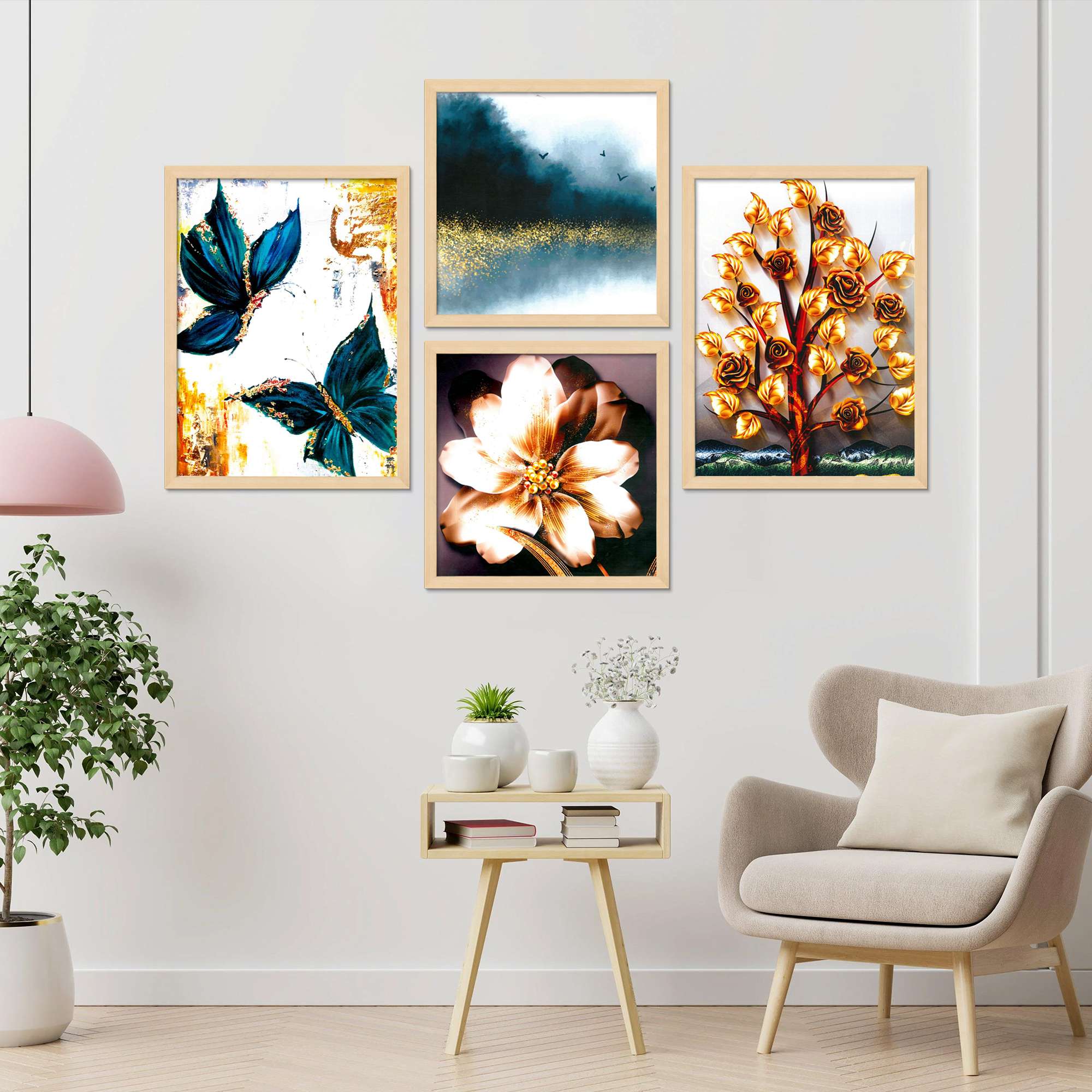 SET OF 4 DIGITAL WALL PAINTING